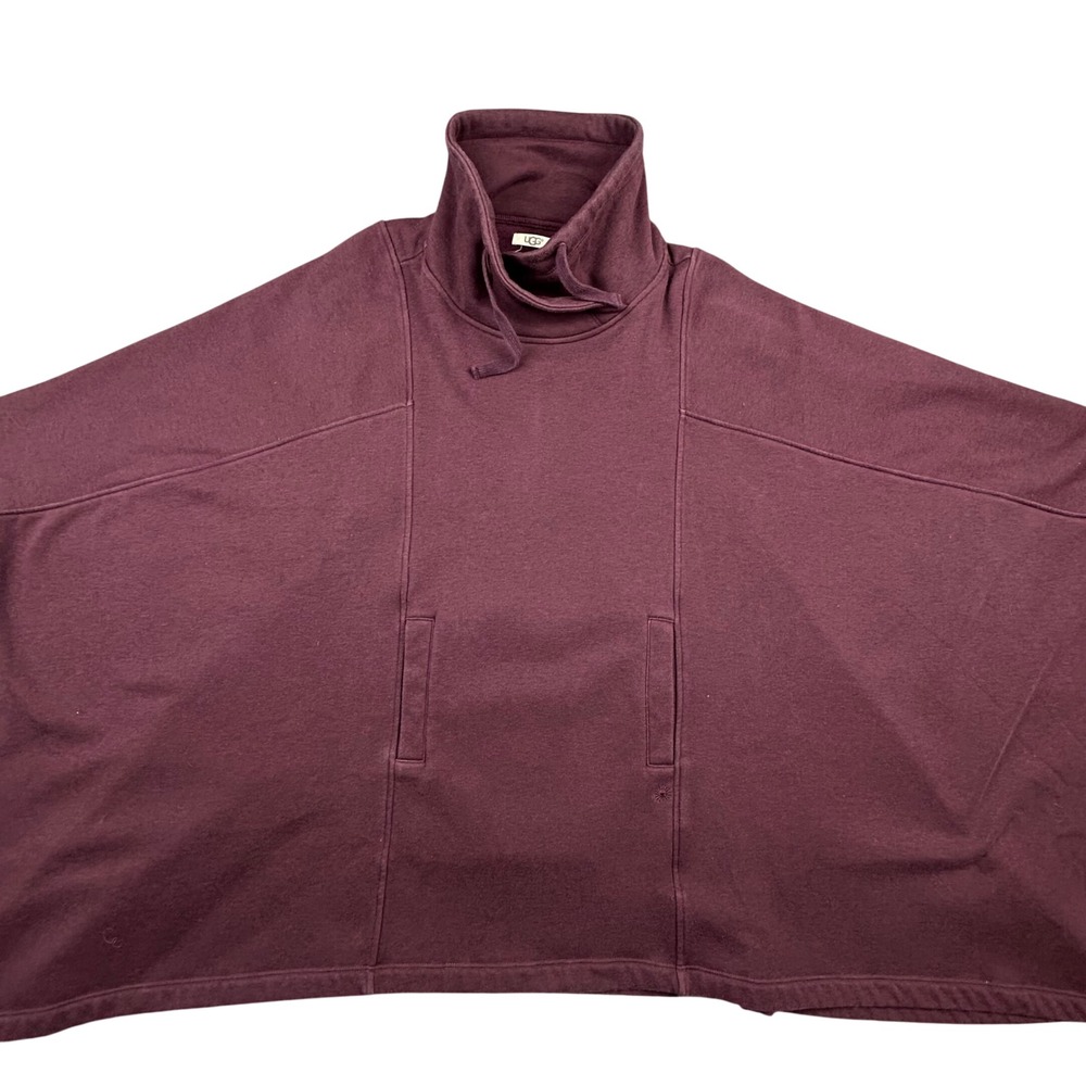 UGG Australia Poncho Unisex M/L Burgundy‎ Fleece Funnel Neck Sweatshirt 1090451